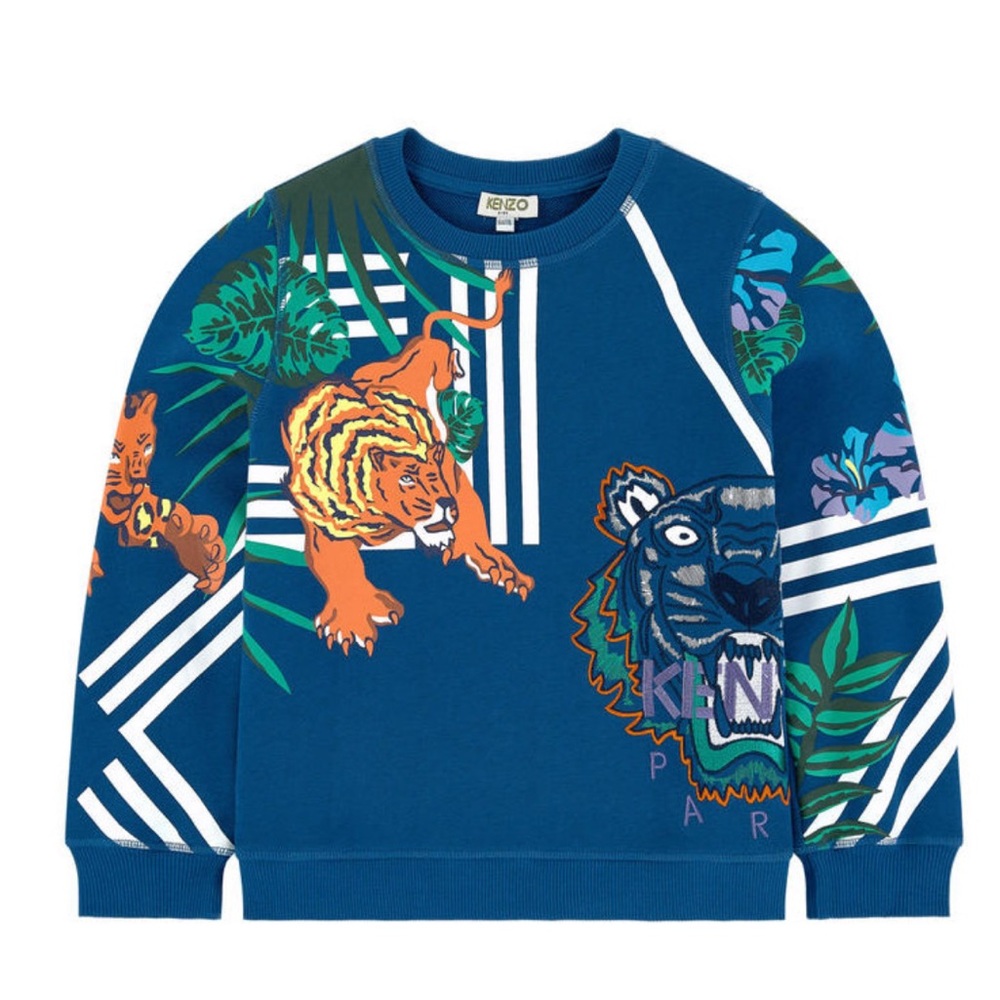 Kenzo Blue Tiger & Jungle Print Kids Sweatshirt